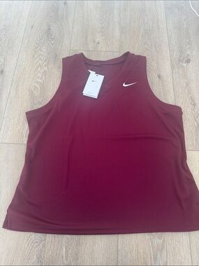 Nike Women’s Burgundy V-Neck Athletic Tank with White Swoosh / Lacrosse🥍